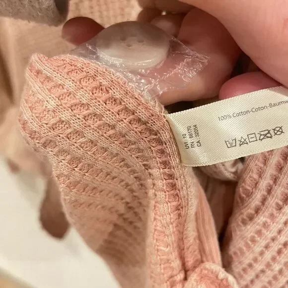 Free People FP One Scout Jacket Small Pink Waffle Thermal Oversized Shacket Boho - Picture 6 of 7